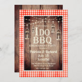 Rustic Wood Red Gingham I Do BBQ Verloving Kaart (Voorkant / Achterkant)
