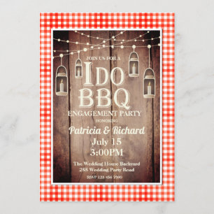 Rustic Wood Red Gingham I Do BBQ Verloving Kaart