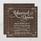 Rustic Wood Rehearsal Dinner Invitations Kaart (Voorkant / Achterkant)