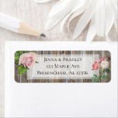 Rustic Wood Return Address Labels White Rose (Insitu)