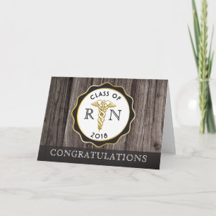 Rustic Wood RN Afstuderen Gefeliciteerd Kaart