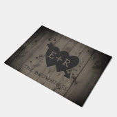 Rustic Wood Romantic Hearts Monogram Initialen Deurmat (Schuin)