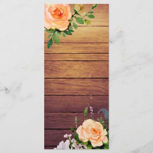 Rustic Wood Rose Floral String Lights Mariage Menu (Dos)