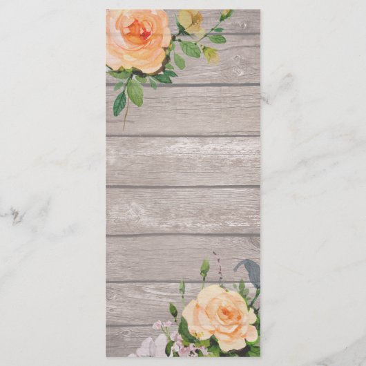 Rustic Wood Rose Floral String Lights Mariage Menu (Dos)