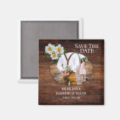 Rustic Wood Roses Photo Save the Date Magnet (Recto/Verso)