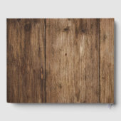 Rustic Wood, roze bloemen & lampjes Typografie Gastenboek (Achterkant)