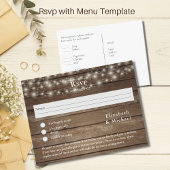 Rustic Wood RSVP met menuSjabloon Briefkaart
