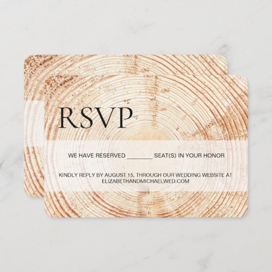 Rustic Wood RSVP réservé Siège code QR site web (Devant / Derrière)