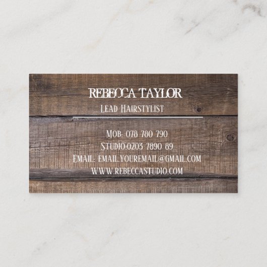 Rustic Wood Scissor Hair Salon Appointment Card Visitekaartje (Achterkant)