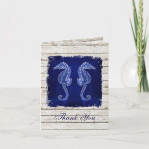 Rustic Wood  Seahorse bruiloft Dank u Bedankkaart