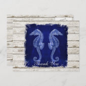 Rustic Wood Seahorse bruiloft Dank u Briefkaart (Voorkant / Achterkant)