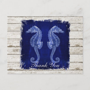 Rustic Wood  Seahorse bruiloft Dank u Briefkaart