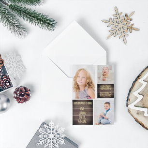 Rustic Wood Season's Greetings Kerstmis Folie Feestdagenkaart