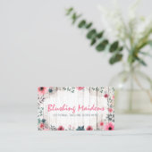 Rustic Wood Shabby Chic Pink Roses Anemone Floral Visitekaartje (Staand voorkant)
