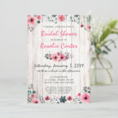 Rustic Wood Shabby Rozen Bridal Shower Kaart (Staand voorkant)