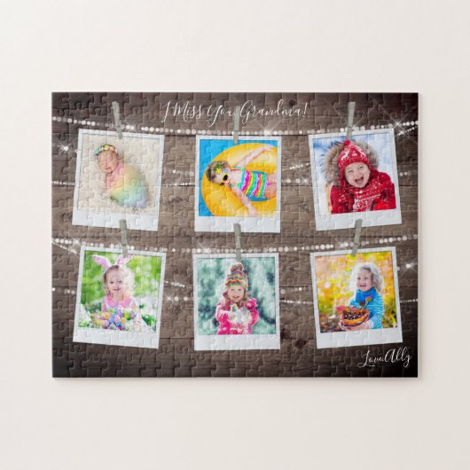 Rustic Wood Six Afbeelding Personalized Legpuzzel (Horizontaal)