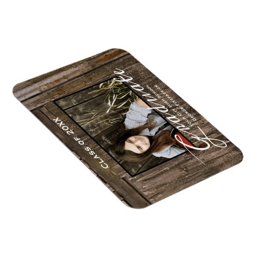 Rustic Wood Sjabloon High School Afstuderen Magnet Magneet (Rechterzijde)