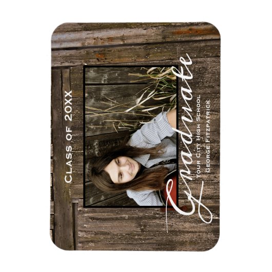 Rustic Wood Sjabloon High School Afstuderen Magnet Magneet (Verticaal)