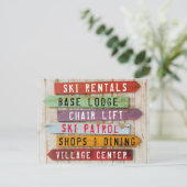 Rustic Wood Ski Resort Directe pijlen Briefkaart (Staand voorkant)