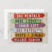Rustic Wood Ski Resort Directe pijlen Briefkaart (Voorkant / Achterkant)