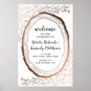 Rustic Wood Slice Copper Folie Weddenschap Welkoms Poster