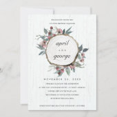 RUSTIC WOOD SLICE FLORAL COUPLES SHOWER INVITE BEDANKKAART (Voorkant)