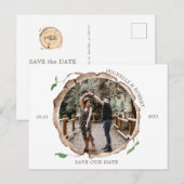 Rustic Wood Slice Foto Sla de datum briefkaart (Voorkant / Achterkant)