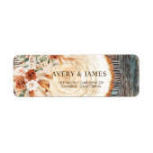 Rustic Wood Slice Pampas Floral Wedding Address Etiket (Voorkant)