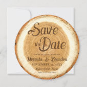 Rustic Wood Slice Wedding Save the Date Card Kaart (Voorkant)