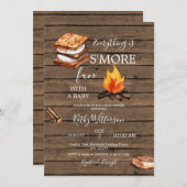 Rustic Wood S'more Fun Baby shower Invitation (Devant / Derrière)