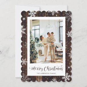 Rustic Wood Snowflake Foto Vrolijke Kerst Kaart