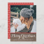 Rustic Wood Snowflakes Foto Kaart (Voorkant / Achterkant)