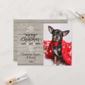 Rustic Wood Snowflakes kerstcadeau Kaart (Voorkant / Achterkant in situ)