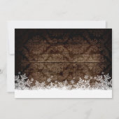 Rustic Wood Snowflakes Winter Wedding Invitations Kaart (Achterkant)