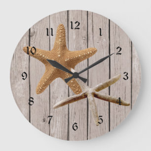 Rustic Wood Starfish Grote Klok