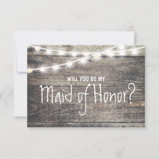 Rustic wood string light Zal je mijn meisje zijn? Kaart (Voorkant)