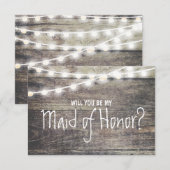 Rustic wood string light Zal je mijn meisje zijn? Kaart (Voorkant / Achterkant)