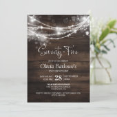 Rustic Wood String Lights 75e Verjaardagsfeest Kaart (Staand voorkant)
