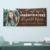 Rustic Wood String Lights Afstudeerder Foto Afstud Spandoek (Beurs)