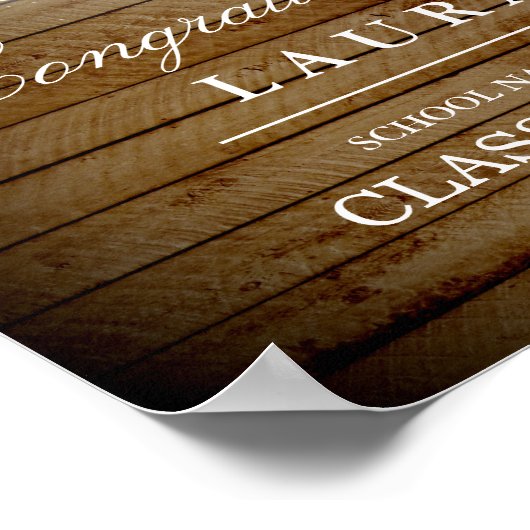 Rustic Wood String Lights Afstuderen Poster (Hoek)