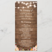 Rustic Wood String Lights Autumn Floral Wedding Programma (Voorkant)