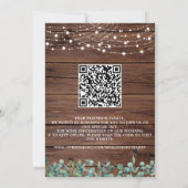 Rustic Wood String Lights Eucalyptus QR Weddenscha Kaart (Achterkant)