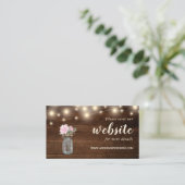 Rustic Wood String Lights Floral Mason Jar Informatiekaartje (Staand voorkant)