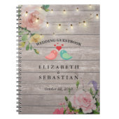 Rustic Wood String Lights Floral Wedding Guestbook Notitieboek (Voorkant)