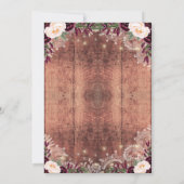 Rustic Wood & String Lights Floral Wedding Kaart (Achterkant)