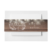 Rustic Wood String Lights Floral Wedding Uitnodigingen Wikkel (Voorkant Voorbeeld)