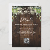Rustic Wood String Lights Greenery QR Code Weddens Kaart (Achterkant)