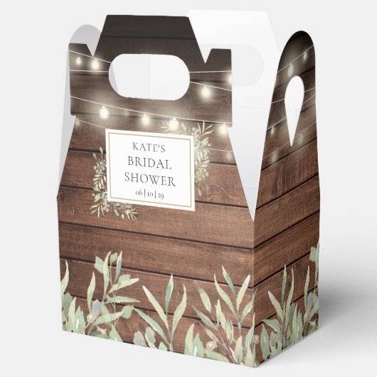 Rustic Wood String Lights Greenery Vrijgezellenfee Bedankdoosjes (Geopend)