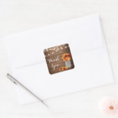 Rustic Wood String Lights Herfst Mason Jar Harteli Vierkante Sticker (Envelop)