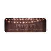 Rustic Wood String Lights Holiday Etiket (Voorkant)